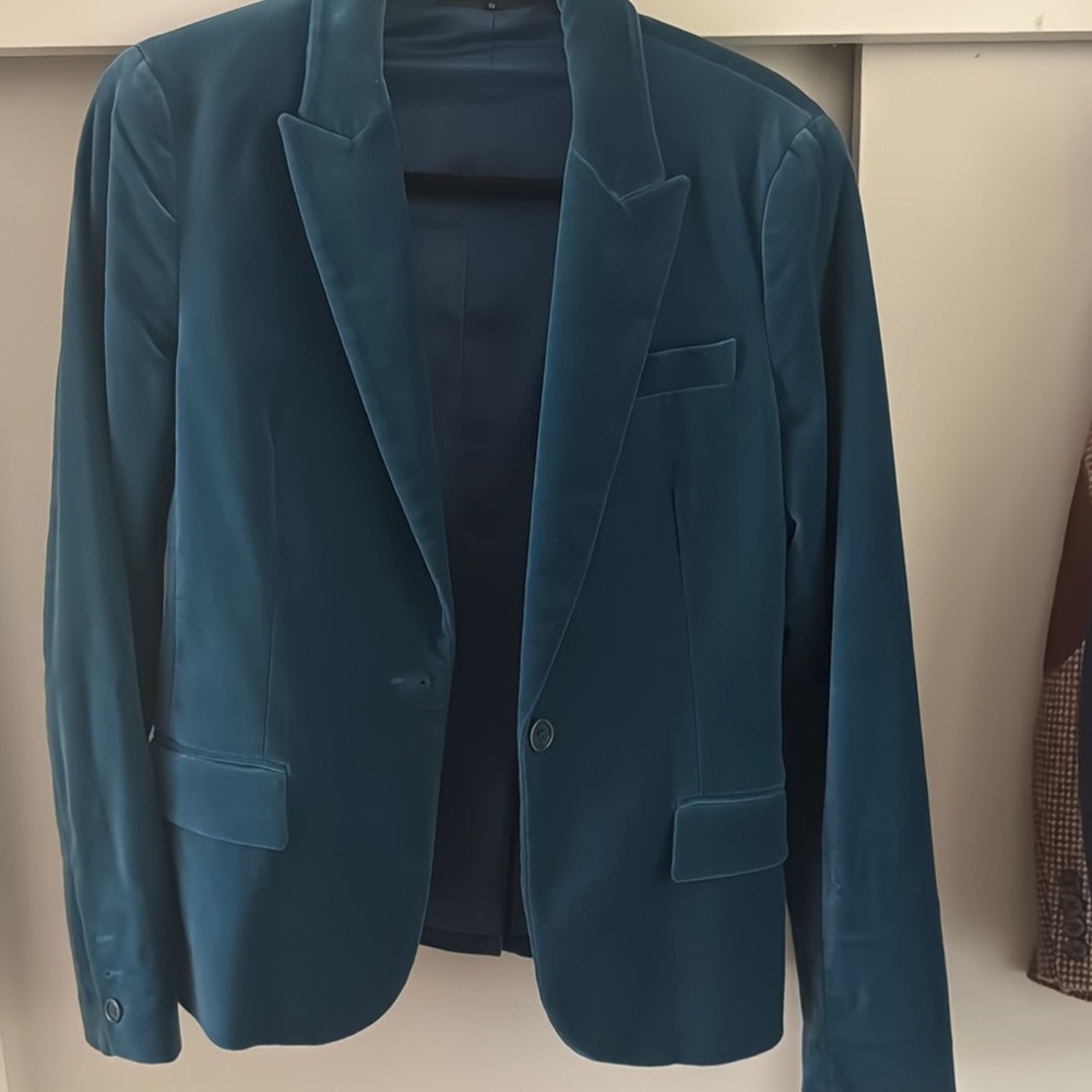 Theory Blue Velvet Blazer Modern Cut